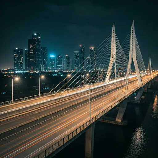 Night view of Lekki-Ikoyi Link Bridge representing local SEO connectivity in Lagos